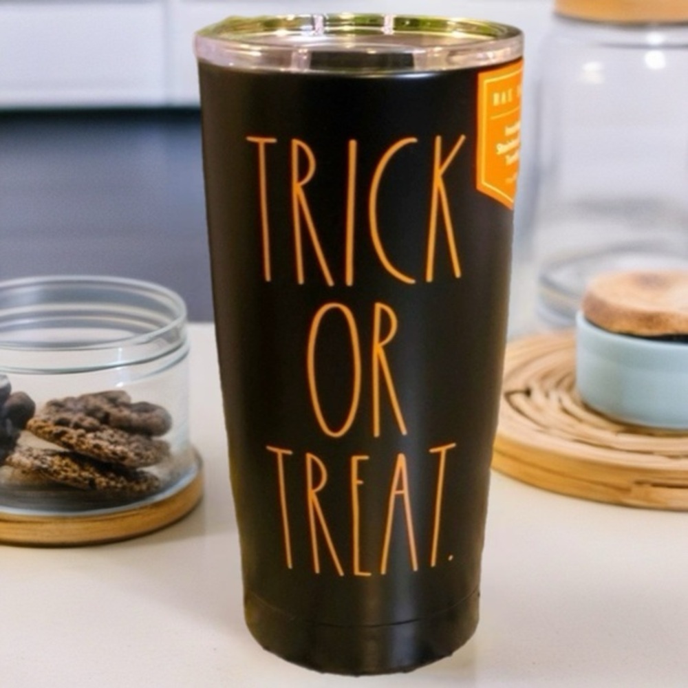 Rae Dunn Halloween Trick or Treat Black and Orange  Stainless Steel Tumbler 17oz